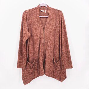 LOGO Zip Front Sharkbite Hem Cardigan